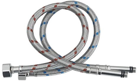 Haiba Conectores de grifo flexibles Latiguillos Metalicos M10 x 1/2 (500 mm) de acero inoxidable trenzado para manguera de cocina/lavabo (2 piezas)