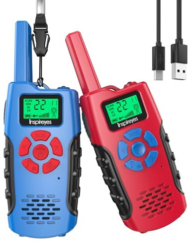 Inspireyes Walkie Talkie Kinder Aufladbar, 48 Stunden Arbeitszeit, 8 Kanäle 2-Wege-Radio, Geschenke für Jungen Mädchen, Outdoor Wandern Camping, 3-12 Jahre altes Spielzeug