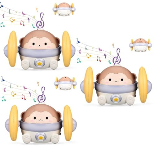 TOYANDONA 3pcs Tumbling Monkey Touch Control Toy Crawling Tummy Toys Dancing Toy Musical Toy Light up Crawling Toys Monkey Toy Crawling Toy Toy Plastic Blue