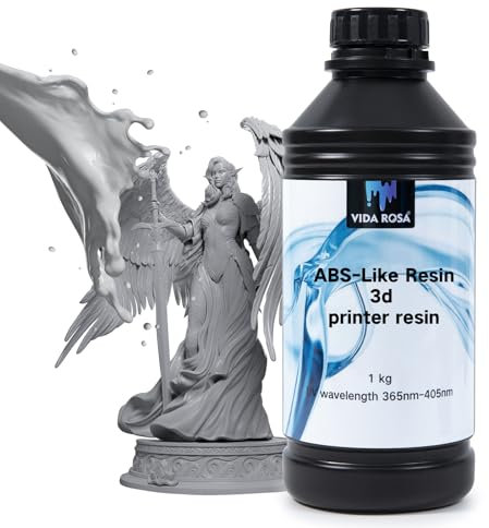 VIDAROSA Harz für 3D-Drucker, Typ ABS, 1 kg, Photopolymer-Harz für 3D-Druck LCD/DLP, UV-Härtungsharz Standard 405 nm, hohe Härte, hohe Präzision, Grau