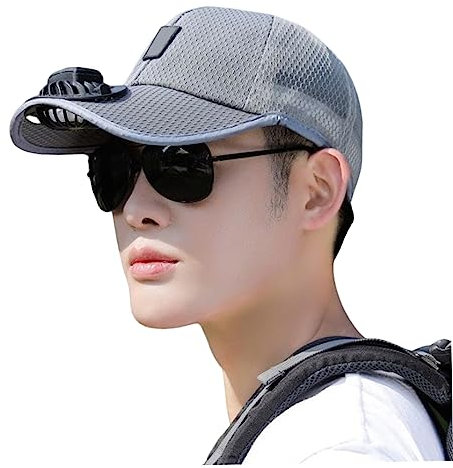 Pastoralist Hat with Fan, UV Protection Baseball Cap with Fan USB Charging Baseball Hat with Fan Built in Summer Sun Hat Breathable Mesh Beach Hats Grey|Baseball Caps