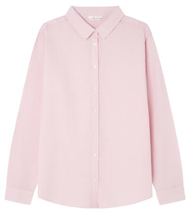 SPRINGFIELD 6.Gym.Camisa Lino Básica Camicia, Rosa Chiaro, 44 Donna
