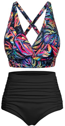 Svanco Costume da Bagno Due Pezzi Donna Top Bikini Incrociato Slip A Vita Alta E Increspato Set Bikini Push Up Donne Costumi da Bagno