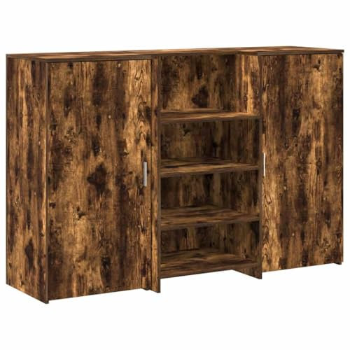 vidaXL Empfangstheke Räuchereiche 155x50x103,5 cm Holzwerkstoff, Empfangstresen, Salon Empfangstheke, Kassentheke, Empfangstisch, Büro Empfangstheke