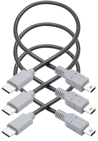 Short USB C to Mini USB Charging Data Cable 10inch, USB Type C Male to Mini USB Male Converter with OTG Feature, Compatible Cell Phone, Tablet, MP3 Player, Game Controller, Digital Camera(3Pcs)