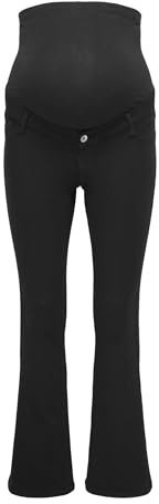 ONLY Maternity Damen Olmrain Life Reg Push Up Flared Noos, Black Denim, S / 32L