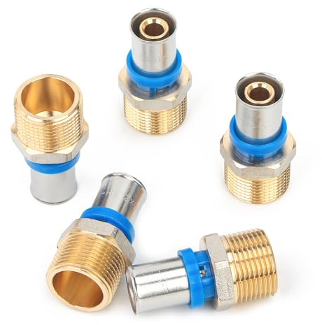 LTWFITTING 16er Pressfitting Übergang mit 3/4 AG/Außengewinde für Rohr 16mm, 16mm x 3/4 Zoll für Trinkwasser geeignet(5 Stück)