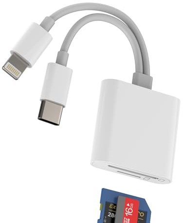 Lector Tarjetas USB C Lightning a SD(2 en 2)Micro SD Card Reader para iPhone 16 15 14 13 Pro Max Adaptador para iPad MacBook para Apple Tipo C Compatible Con Samsung S25 S24 Cámara TF Memoria Android