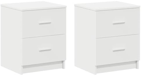 vidaXL Nachttische 2 STK. mit 2 Schubladen Weiß 40x36x50 cm, Nachtschrank, Nachtkommode, Betttisch, Nachtkonsole, Bettschrank