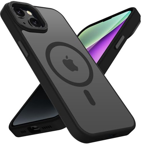 KPPIT for iPhone 14 case,[Compatible with MagSafe][Shockproof Drop Protection], Frosted Translucent iphone 14 Phone Case,Black