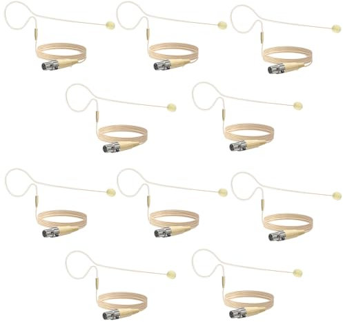 10 Pack Single Earset Headset Microphone 4 Pin Mini XLR TA4F Plug Head Hanging Condenser Mic Compatible with Shure Headset Microphone