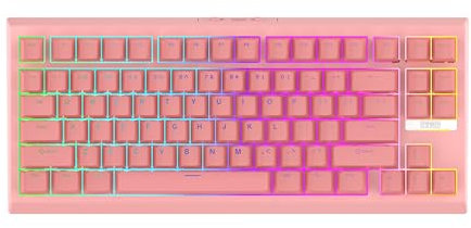 EPOMAKER G84 80% Clavier Mécanique Gaming RVB, Clavier sans Fil 2.4GHz/USB-C/BT, Programmable QMK/Via, Touches PBT Rétroéclairées, NKRO, Switches Hot-Swap pour Joueurs (Rose, Creamy Jade Switch)