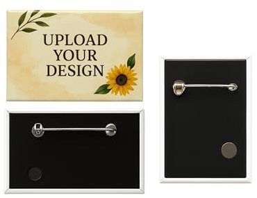 6er Set personalisierte Fotomagnete (Kühlschrankmagnete) oder Ansteckbuttons mit Nadel (78x53 mm) – mit eigenem Foto selbst gestalten - Geschenkbox inklusive – Made in DE (Foto-Button (mit Nadel))