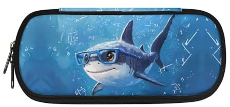 Yexignaon Schulmäppchen für Jungen, große Kapazität, Federmäppchen mit Ständer, Marker, Stiftetaschen, Bleistifte, Aufbewahrungsboxen mit Deckel, hai, Taschen-Organizer