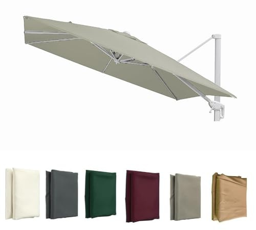 DAQXYH 250x250cm Rechteckiger Terrassenschirm Baldachin Ersatztuch Ampelschirm 8 Rippen, Großes Ersatzstoff Marktschirm Für Garten Pool Markt(Taupe,250x250cm (8.2x8.2ft))