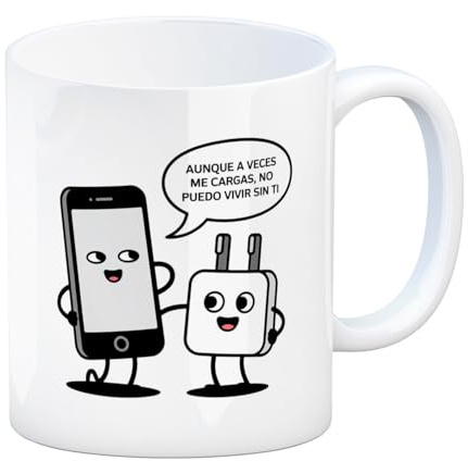speecheese Smartphone y Adaptador taza con frase de amor - Idea original para amantes de la tecnología