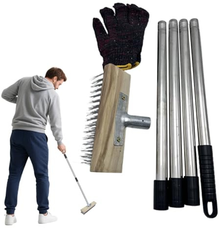 Drahtbürsten zur Reinigung, Reinigungsbürste mit langem Griff, 150 cm, robuster Reiniger mit harten Borsten, für Boden, Boot, Brücke, Außenbereich, Teppich, Haus, Außenbereiche und Garagen