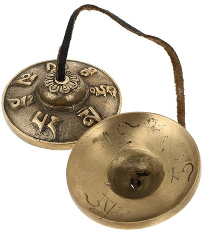 BESPORTBLE Handgefertigte Meditationsglocke aus Kupfer mit 6-silben Spruch Gravur Einfaches Design Schlaginstrument für Achtsamkeits- und Spirituelle Praxis