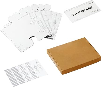 Wachstumsdiagramm für Kinder - Puzzle Spiegel Wandlineal 25 x 25 x 5 cm, Messdiagramm aus bruchsicherem Acryl, Aufkleber enthalten, einfache Installation | Nursery Home Educational M
