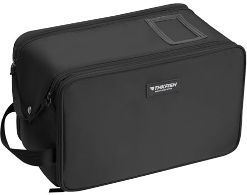 THKFISH 30.5 x20 x18cm Angelrolle Tackle Tasche,Aufbewahrung von Ködern Angeltasche,Tragbare wasserdichte Angeln Organizer, Aufbewahrungstasche Angelzubehör für Angel Haken,Angelgewichte (Schwarz)