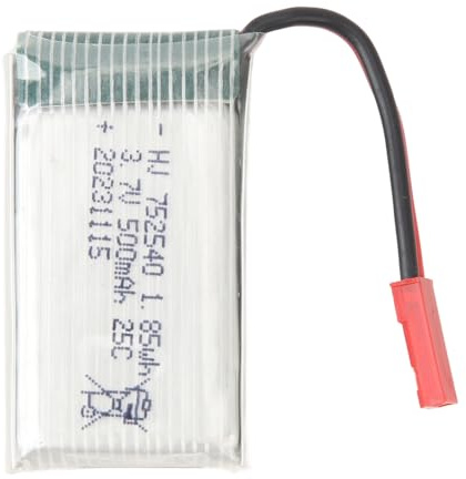 Mtlavishness Batterie de Drone RC 500 mAh 3,7 V avec Prise Rouge JST 752540 25C Batterie au Lithium pour hélicoptère RC à Haut débit pour Batterie Lipo Rechargeable Haute