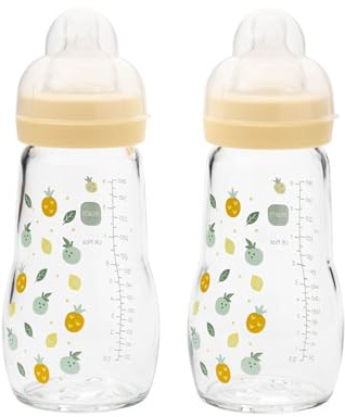 MAM Glass Bottle, 2X 260ml, with SkinSoft Silicone Teat, Unisex