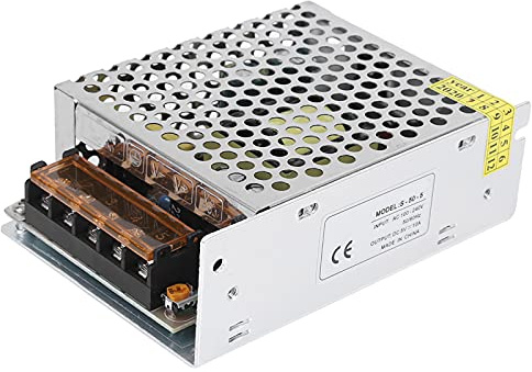 Ausla Fuente de Alimentación Conmutada Fuente de Alimentación de Aleación de Aluminio DC 5V 10A 50W Salida Ajustable con Protección contra Cortocircuitos de Sobrecarga para Pantalla LED CCTV 32 a