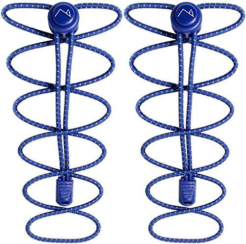 CampTeck U6601 No Tie Cordones, Cordones Elásticos con Sistema de Bloqueo - Azul - 1 Par