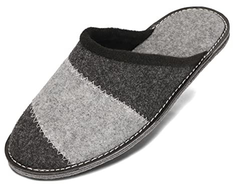 BeComfy Pantofole in Feltro da Uomo Suola in Feltro Molto Leggero Grigio Nero 40 41 42 43 44 45 46 EU (Antracite, Sistema Taglie Calzature EU, Adulto, Numero, Media, 42)