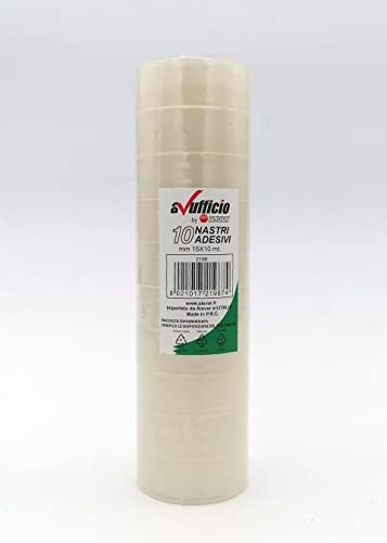 Nastro Adesivo Trasparente mm 15x10 mt, Confezione da 10 Pezzi