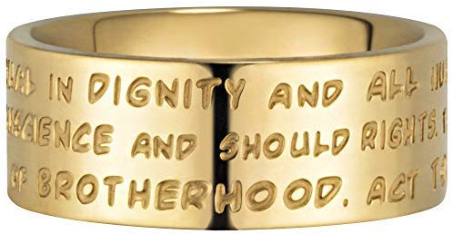 GILARDY GHR-R4YG17 Human Rights Ring R4 Edelstahl Gravur Menschenrechte (Yellowgold, 53 (16.9))