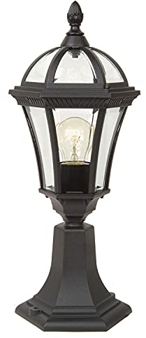 Licht-Erlebnisse Kleine Sockelleuchte Außen Schwarz aus Aluminium Glas Wegeleuchte Gartenlampe Terrasse Garten Weg