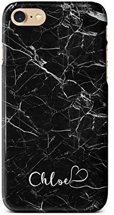 iCaseDesigner Personalised Marble Glitter Flowing Name with Heart Phone Case for Apple iPhone X/XS - 20. Black and White Marble Name