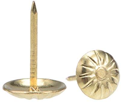 sourcing map Clou Tapissier Clou Ameublement Clou Meuble Punaise Pointe Tapissier Tapis Décoration 11mm Tête Diamètre Rond Pouce Doré pour Sofa Dosserets 100 Pcs
