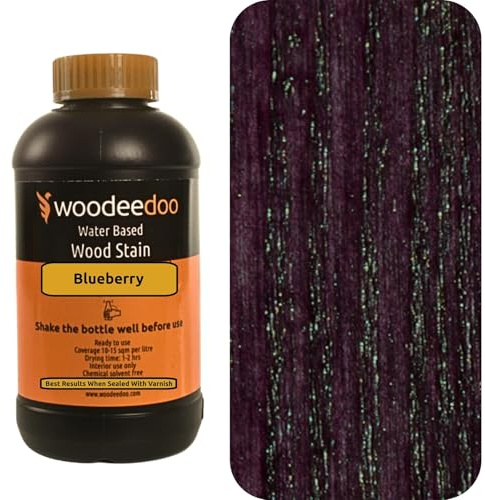 WooDeeDoo Water Based Wood Stain | Wood Dye | Ready to Use | Environmentally Friendly | Solvent Free | Odour Free | 1 L | Blueberry