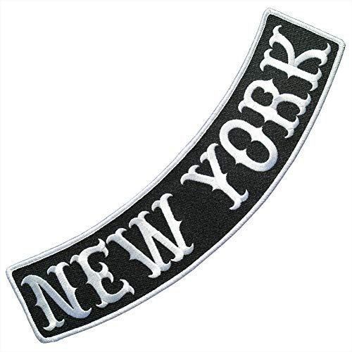 VEGASBEE® New York Embroidered Iron-ON Patch Biker Jacket Vest Black-White Bottom Rocker 12 USA