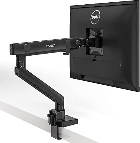 EVEO Premium Single Monitor Arm - Adjustable Desk Mount for 17 to 32 inch Monitors, Full Swivel, Holds 17.6lbs