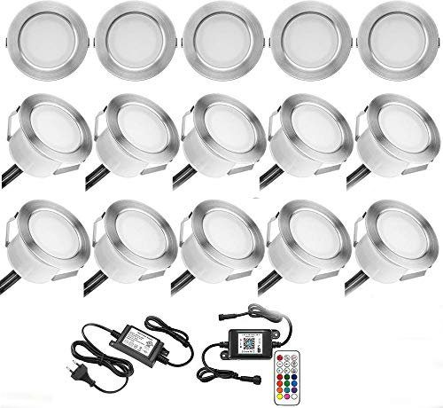 20er LED Bodeneinbauleuchten Terrassenbeleuchtung Arbeitet mit Alexa, Google Home,WiFi Wireless Smart Phone Ø45mm IP67 Wasserdicht LED Einbaustrahler