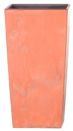 Maceta Alta 91,5 L Prosperplast Urbi Square Effect de plástico con depósito en Color Terracota, 75 (Alto) x 40 (Ancho) x 40 (Profundo) cms
