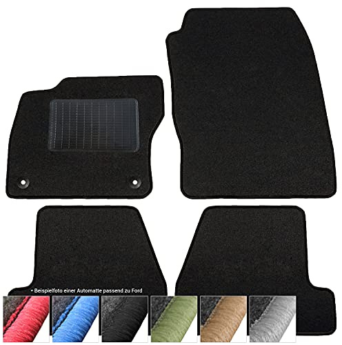 moto-MOLTICO Fußmatten Auto - Velours Autoteppiche | passend für Ford Connect (2013-2022) - 4-teiliges Set - Schwarze Automatten mit Schwarzen Ziernähten
