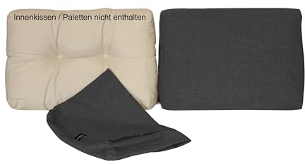 LILENO HOME Palettenkissen Bezug Anthrazit - Ersatzbezug für Rückenkissen / | Seitenkissen 60 x 40 x 16-20 cm - Polster Bezug für Europaletten - Palettenkissen Outdoor Hülle für Palettenmöbel