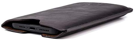 Dockem Pochette Executive pour iPhone 12-17 Pro Max, 14-16 Plus (6.7/6.9 inch) – Cuir Végan Premium Légèrement Rembourré avec Doublure Microfibre – Étui Fin [Marron Foncé]