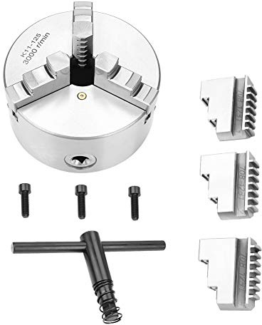 Oumefar Mandrin de tour à bois, SANOU K11-125 1 pièces 5 pouces mandrin de tour auto-centrant à 3 mâchoires pour 125 mm de diamètre, pour Tours Fraiseuses Perceuses