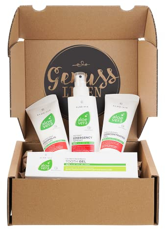 Genussleben Box mit LR Aloe Vera Concentrat Gel 100ml, Emergency Spray 150ml, Propolis Creme 100ml und Zahncreme 100ml