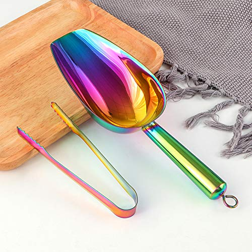 YDware Rose Gold Stainless Steel Candybar Tongs Set, 1 Ice Scoop and 1 Tongs, for Bar, Wedding, Tea Party and Kitchen