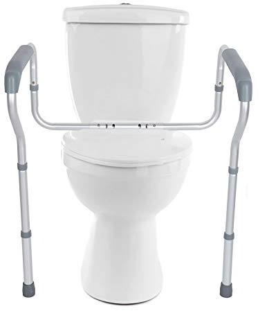 Supporto per WC regolabile in altezza in 5 posizioni, con piedini in gomma antiscivolo, pratico aiuto in bagno per una presa necessaria, facile montaggio, 67 x 45 x 75 cm, portata massima 135 kg