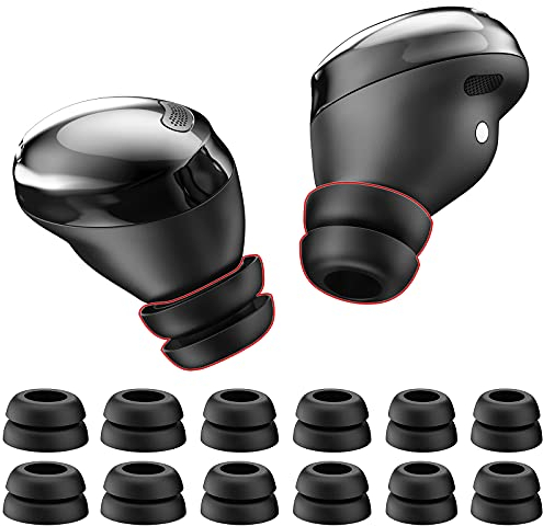 Delidigi for Galaxy Buds Pro Ear Tips, 6 Pairs Double Flange Silicone Eartips Earbuds Earplug Replacement Accessories Compatible with Samsung Galaxy Bus Pro 2021 S/M/L Size (Black)
