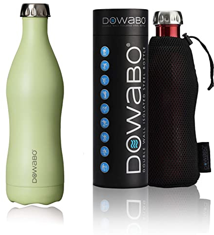 Dowabo Isolierflasche - Edelstahl Trinkflasche, BPA-frei, kohlensäuredicht, auslaufsicher - inklusive Bottle-Bag - Grasshopper 750 ml