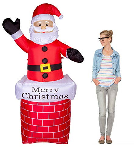 Uten Christmas Inflatable Santa Claus Decoration Outdoor Indoor with LED Light Up Home Garden Lawn Yard Party 7Ft