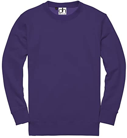 D&H Clothing Uk Felpe Premium Plain Workwear Casual Girocollo Maglione Maglione Sport Tempo Libero Pile, Viola, XL